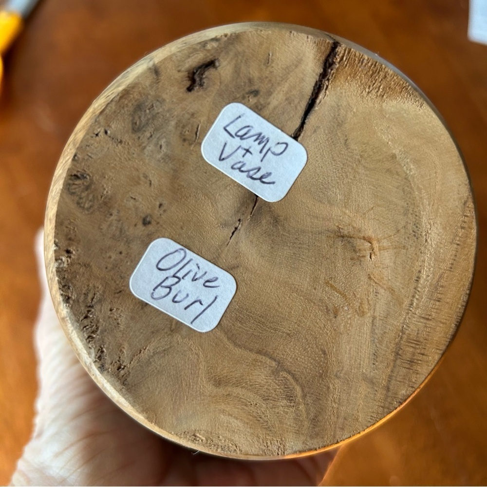 Candle Holder of Hand Turned Inlaid Olive Wood - Picture 5 of 5